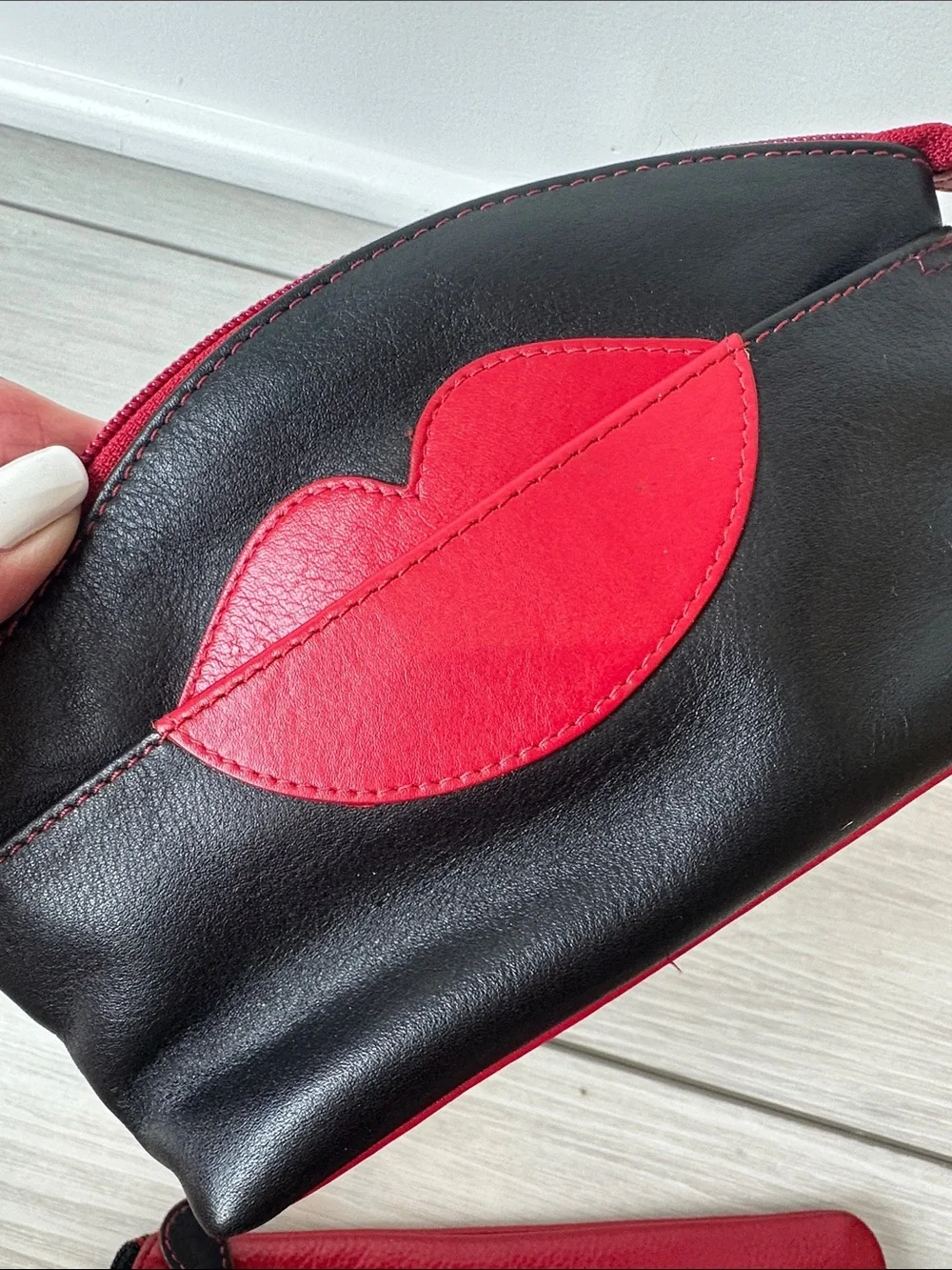Red and Black Lip & Sunglasses Cosmetic Pouches